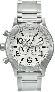Nixon 51-30 Chrono White Dial Silver Steel Strap Watch for Men - A083-100