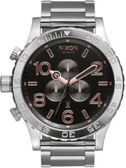 Nixon 51-30 Chrono Grey Dial Silver Steel Strap Watch for Men - A083-2064