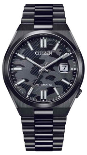 Citizen Tsuyosa Automatic Camouflage Black Dial Black Steel Strap Watch For Men - NJ0155-87E