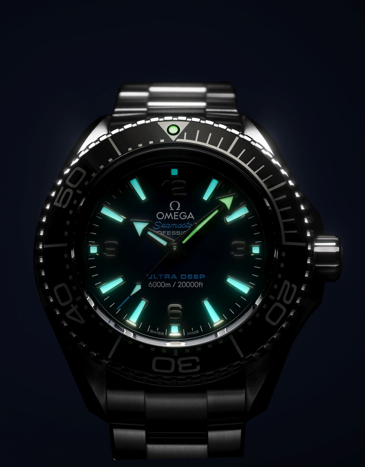 Omega Seamaster Planet Ocean 6000M Co Axial Master Chronometer Blue Dial Silver Steel Strap Watch for Men - 21530462103001