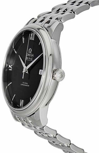 Omega De Ville Prestige Co-Axial Black Dial Silver Steel Strap Watch for Men - 424.10.40.20.01.001