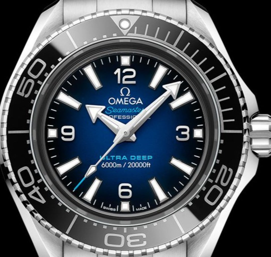 Omega Seamaster Planet Ocean 6000M Co Axial Master Chronometer Blue Dial Silver Steel Strap Watch for Men - 21530462103001