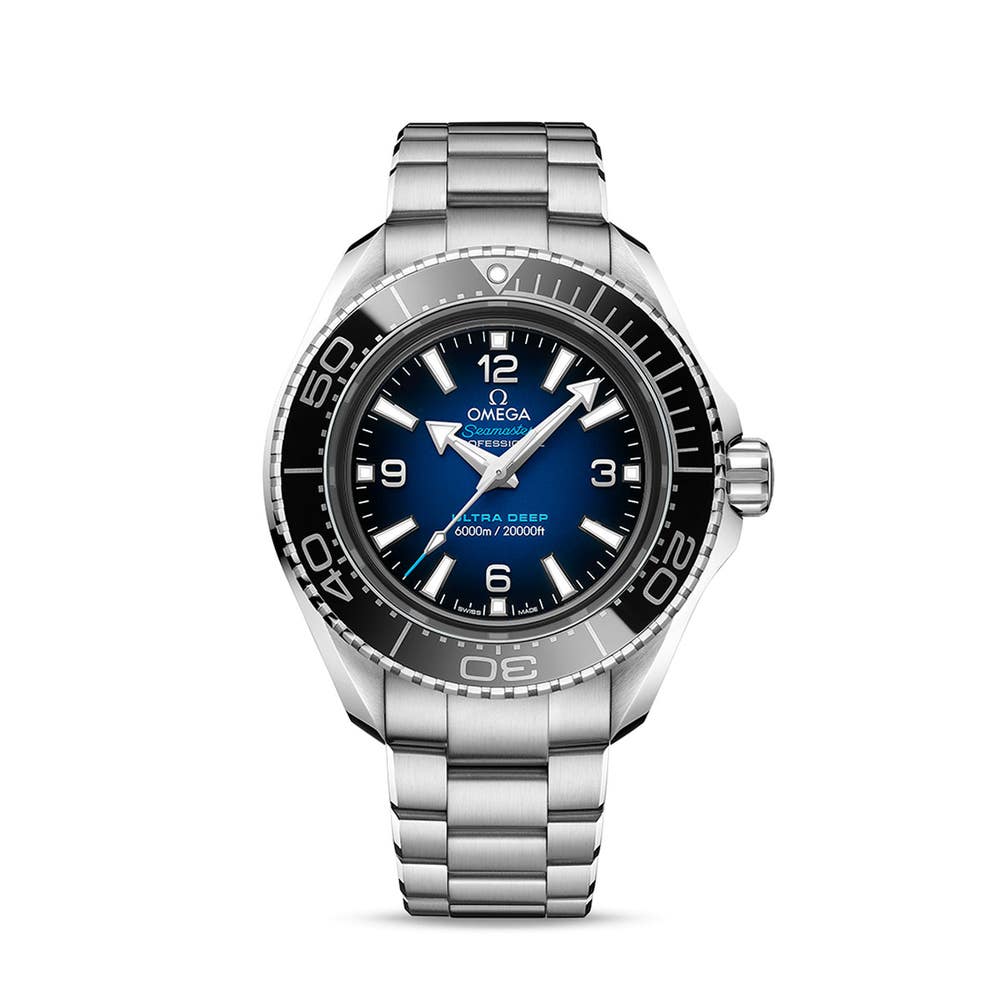 Omega Seamaster Planet Ocean 6000M Co Axial Master Chronometer Blue Dial Silver Steel Strap Watch for Men - 21530462103001