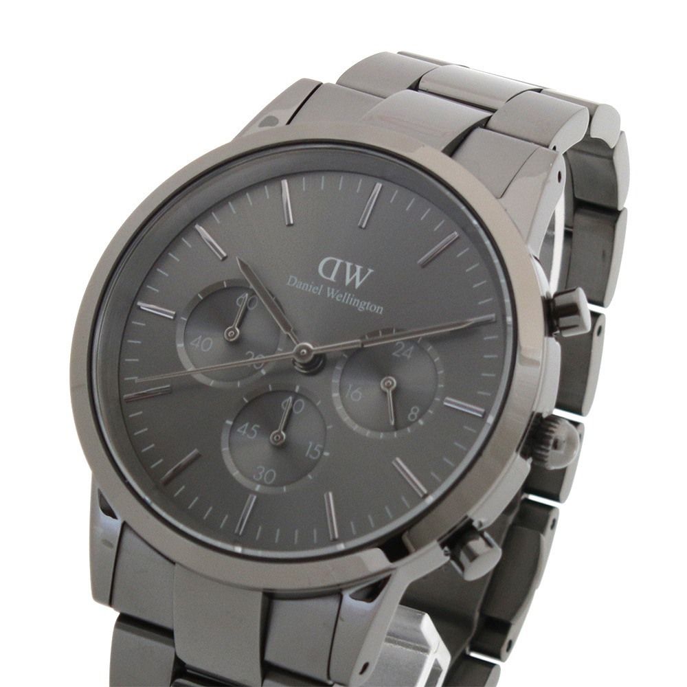 Daniel Wellington Iconic Link Chronograph Grey Dial Grey Steel Strap Watch for Men - DW00100643