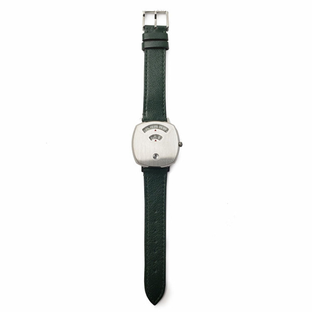 Gucci Grip Quartz Silver Dial Green Leather Strap Unisex Watch - YA157406