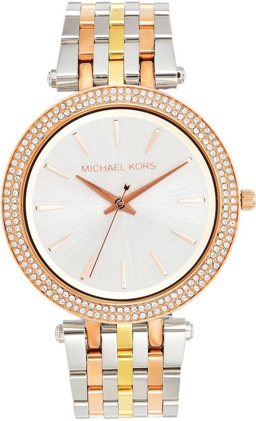 Michael Kors Darci Silver Dial Two Tone Stainless Steel Strap Watch for Women - MK3203