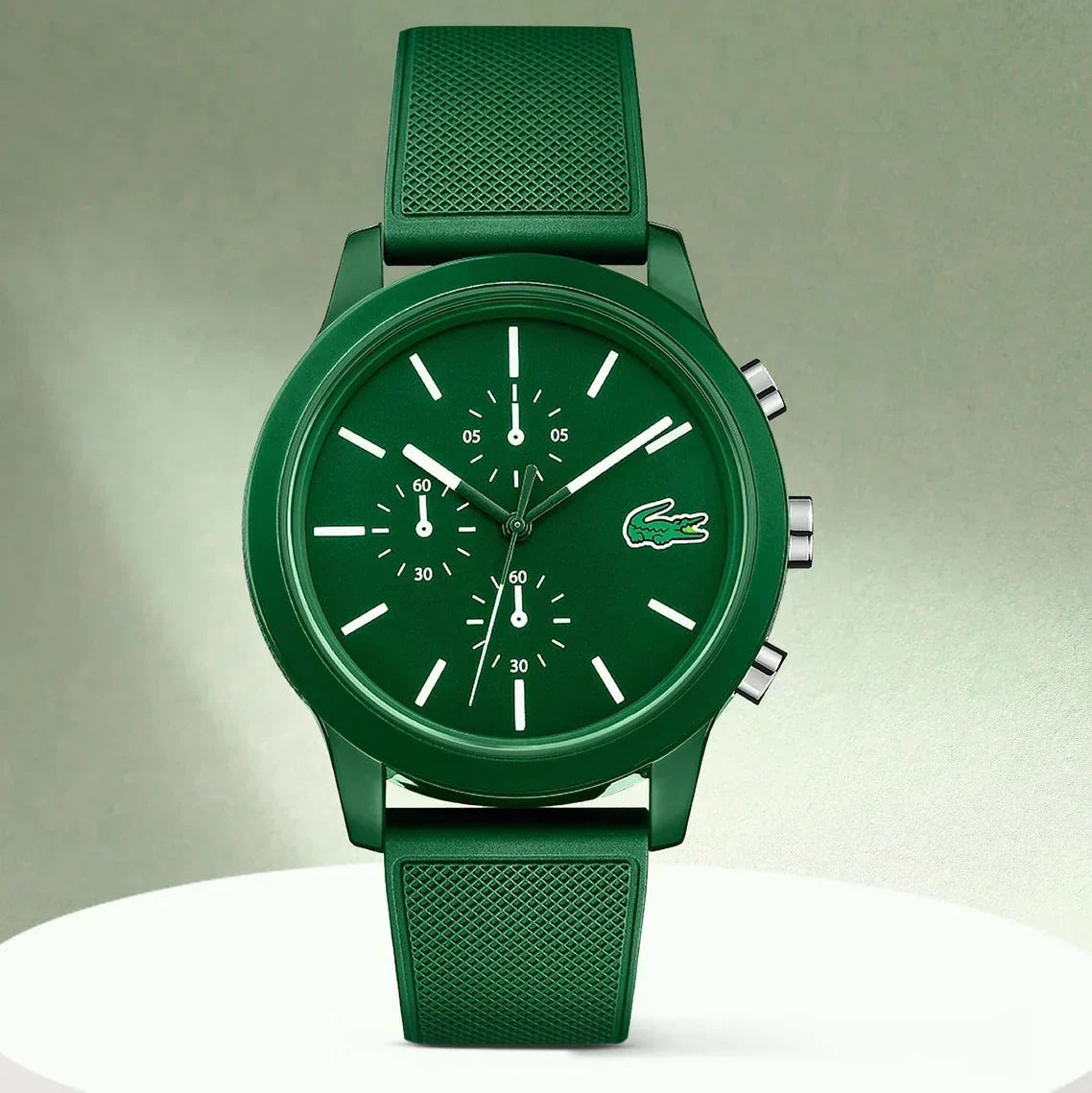 Lacoste 12.12 Chronograph Green Dial Green Silicone Strap Watch for Men - 2010973