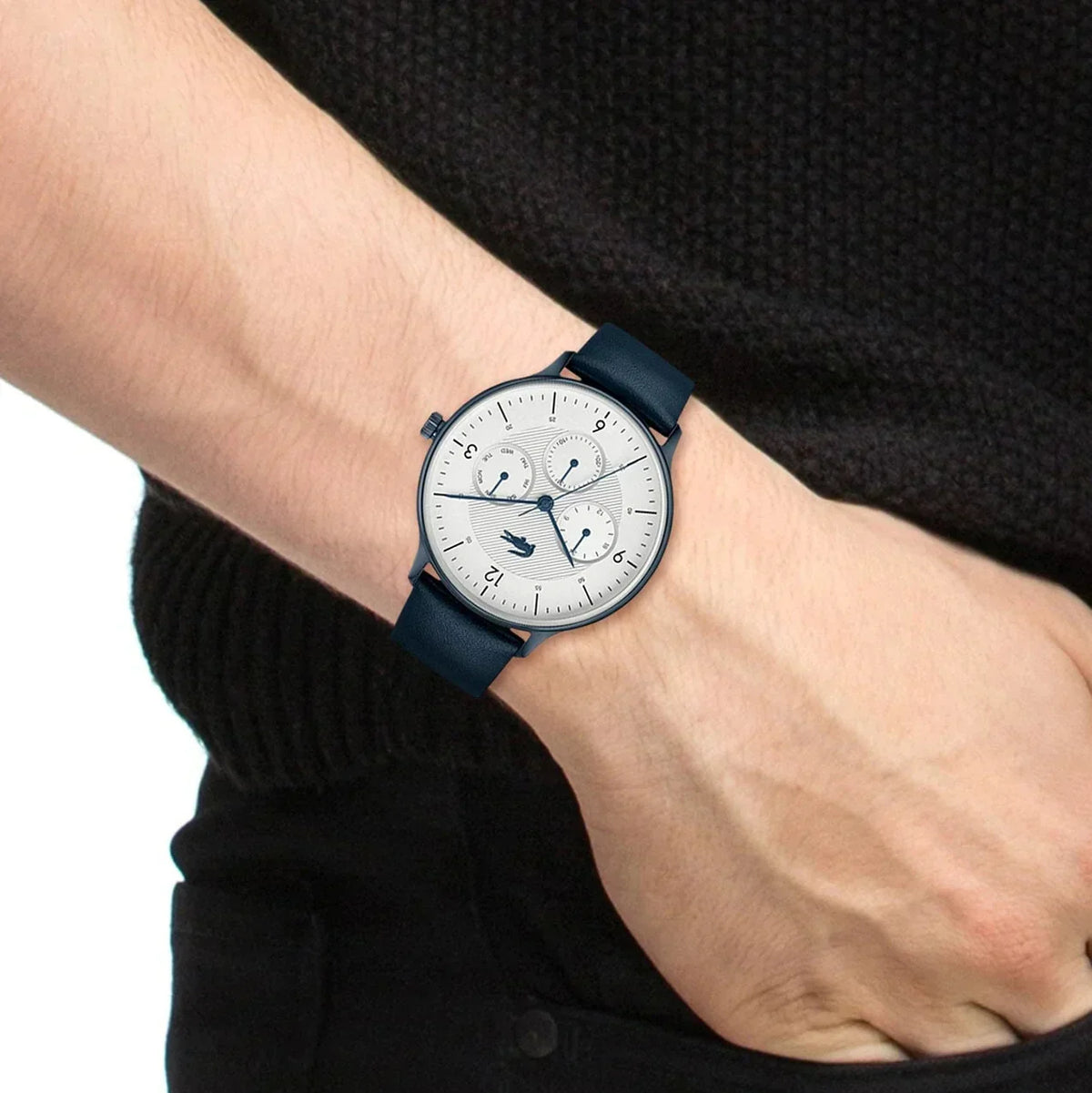 Lacoste Club White Dial Blue Leather Strap Watch for Men - 2011140