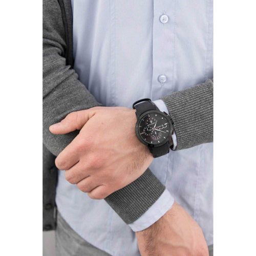 Maserati Ingegno Chronograph Black Dial Black Leather Strap Watch For Men - R8871619003