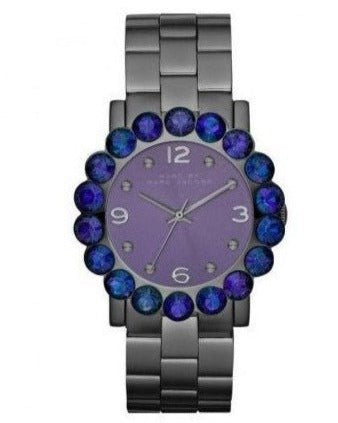 Marc Jacobs Amy Purple Dial Black Steel Strap Watch for Women - MBM3224