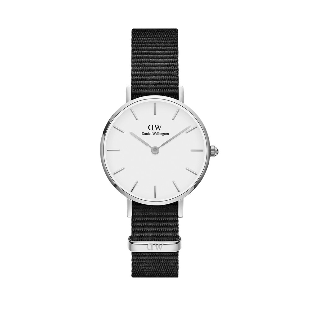 Daniel Wellington Classic Petite Cornwall White Dial Black Nylon Strap Watch For Women - DW00100252