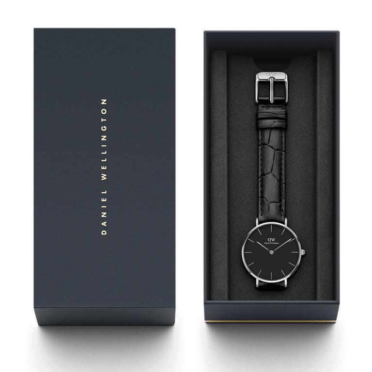Daniel Wellington Classic Petite Reading Black Dial Black Leather Strap Watch For Women - DW00100179