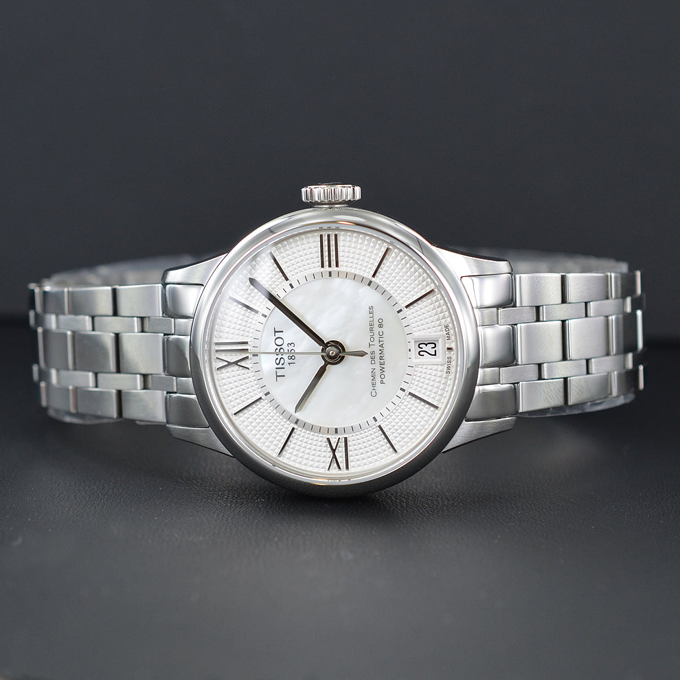 Tissot Chemin Des Tourelles Powermatic 80 Lady Silver Dial Silver Steel Strap Watch For Women - T099.207.11.118.00