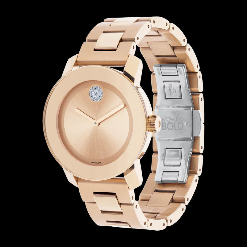 Movado Bold Rose Gold Dial Rose Gold Steel Strap Watch for Women - 3600086