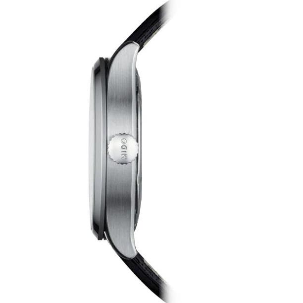Mido Multifort Automatic Silver Dial Black Leather Strap Watch For Men - M005.430.16.031.80