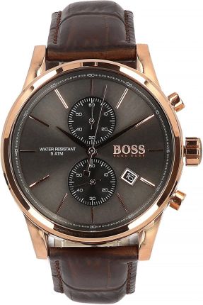 Hugo Boss Jet Chronograph Grey Dial Brown Leather Strap Watch for Men - 1513281