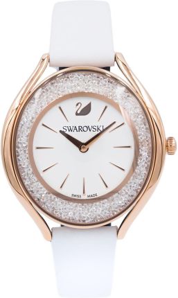 Swarovski Crystalline Aura Silver Dial White Leather Strap Watch for Women - 5519453