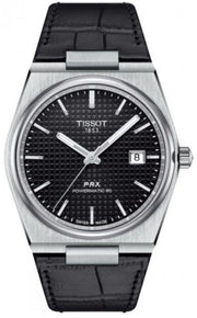 Tissot PRX Powermatic 80 Black Dial Black Leather Strap Watch for Men - T137.407.16.051.00
