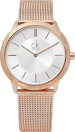 Calvin Klein Minimal White Dial Rose Gold Mesh Bracelet Watch for Women - K3M22626