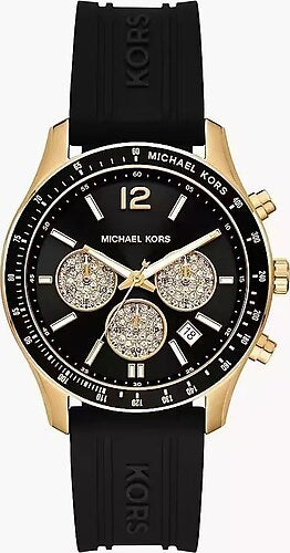 Michael Kors Berkley Chronograph Black Dial Black Rubber Strap  Watch for Men - MKO1038