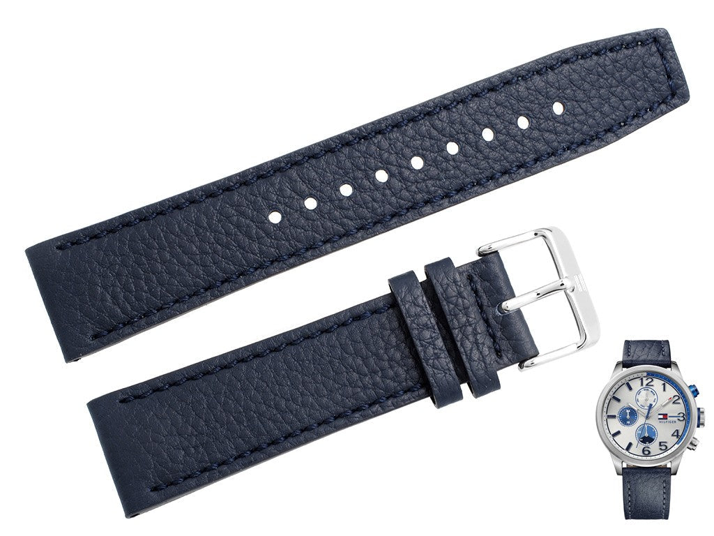 Tommy Hilfiger Jackson Silver Dial Black Leather Strap Watch for Men - 1791240