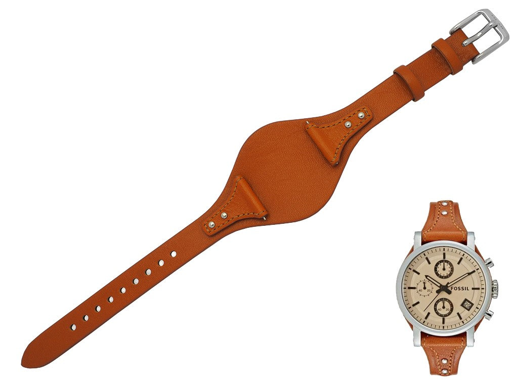 Fossil Original Boyfriend Sport Chronograph Beige Dial Brown Leather Strap Watch for Women - ES4046