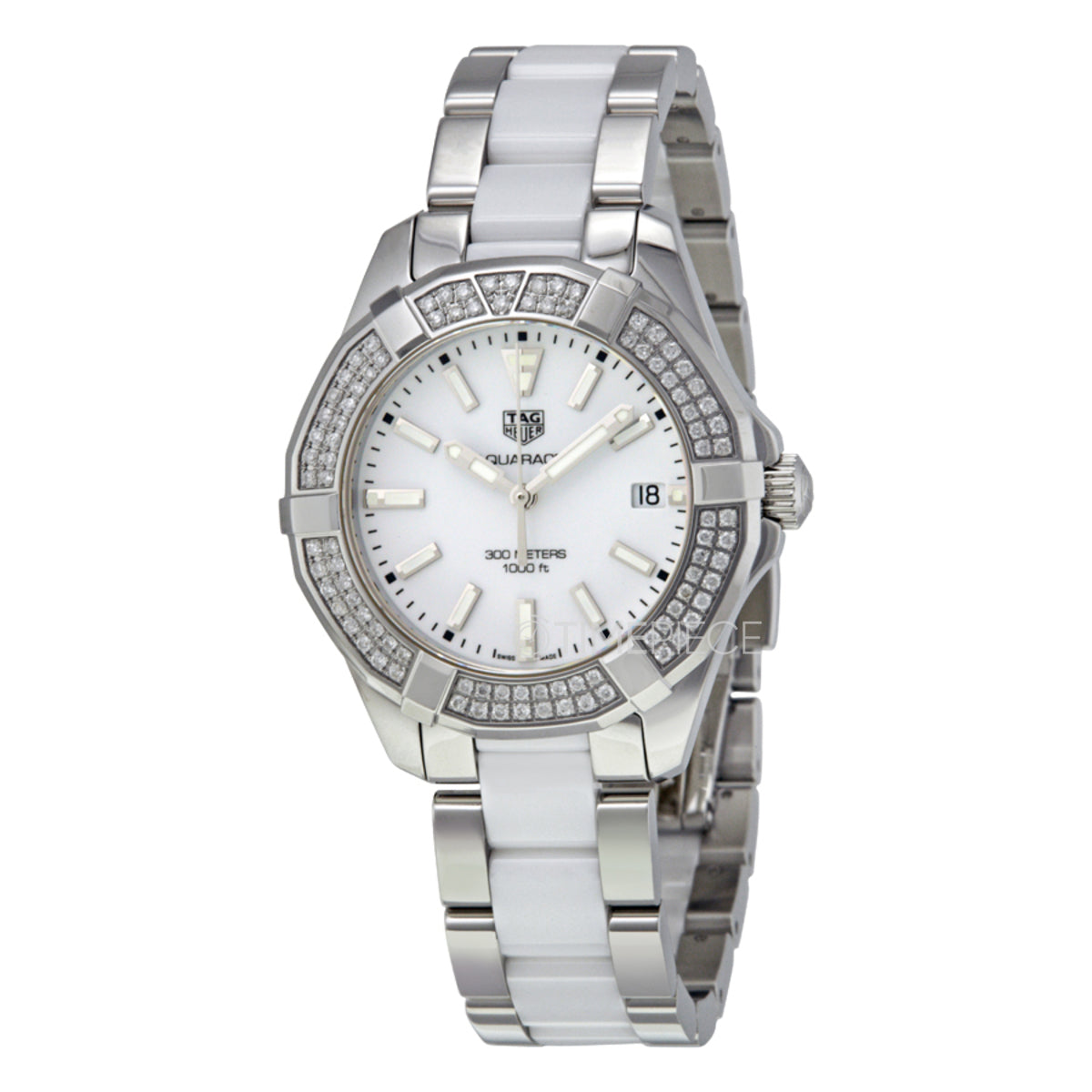 Tag Heuer Aquaracer Diamonds White Dial Two Tone Steel Strap Watch for Women - WAY131F.BA0914