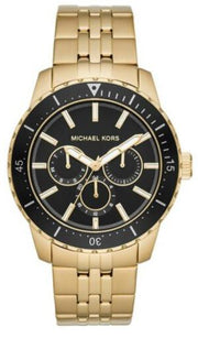 Michael Kors Cunningham Multifunction Black Dial Gold Steel Strap Watch For Men - MK7154