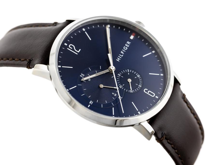 Tommy Hilfiger Cooper Blue Dial Brown Leather Strap Watch for Men - 1791508