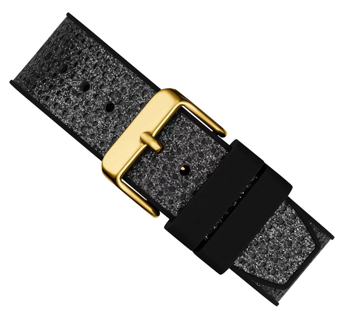 Guess Asteria Multifunction Gold Dial Black Rubber Strap Watch For Women - GW0620L2