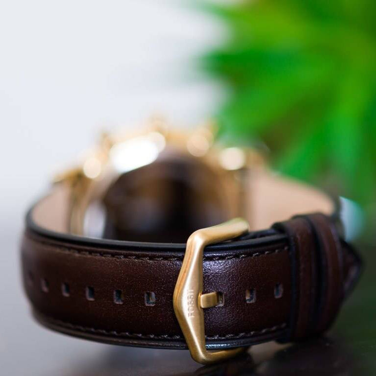 Fossil Neutra Chronograph Brown Dial Brown Leather Strap Watch for Men - FS5763