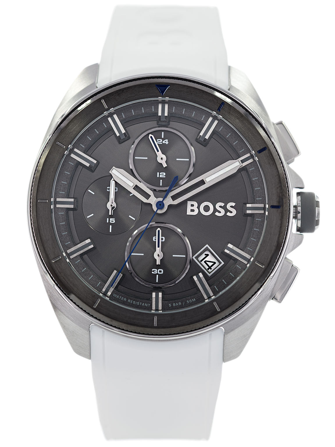 Hugo Boss Volane Chronograph Grey Dial White SIlicone Strap Watch for Men - 1513948