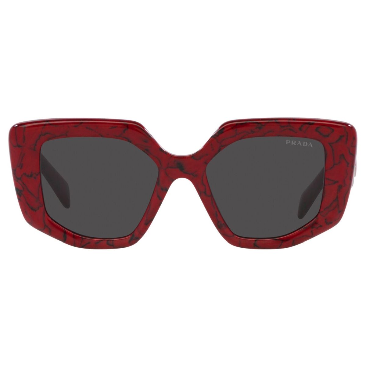 Prada PR14ZS 15D-5S0 Rectangular Marble Red Sunglasses