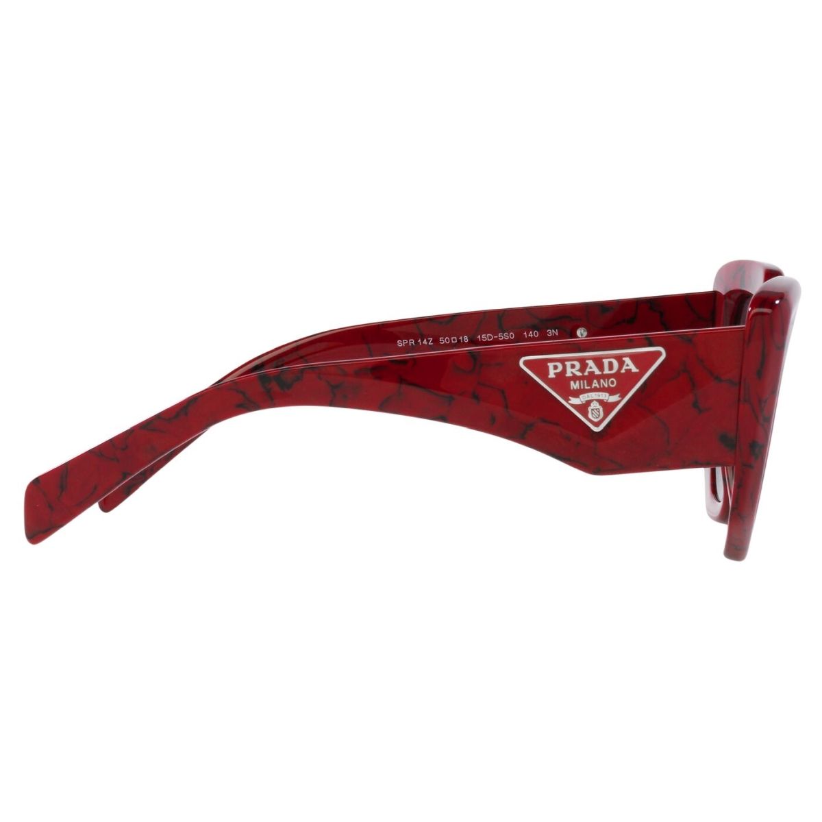 Prada PR14ZS 15D-5S0 Rectangular Marble Red Sunglasses