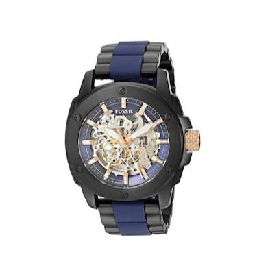 Fossil Modern Machine Automatic Skeleton Blue Dial Two Tone Steel Strap Watch for Men - ME3133