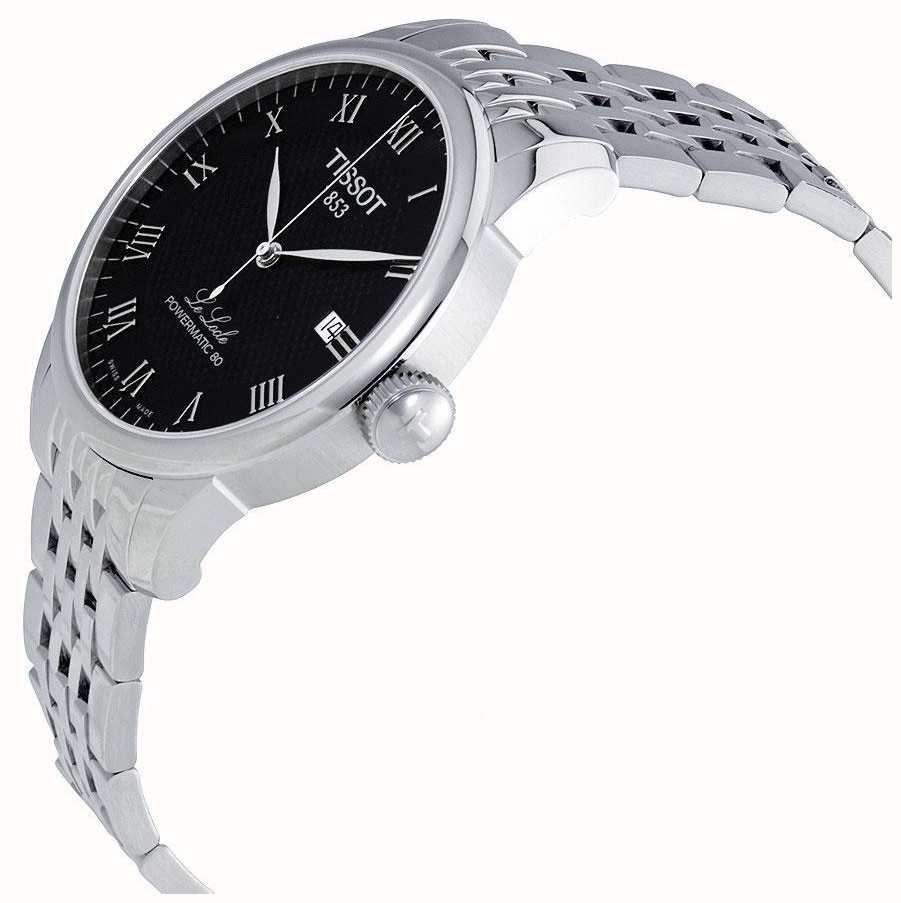 Tissot T Classic Le Locle Powermatic 80 Black Dial Silver Steel Strap Watch For Women - T41.1.483.53