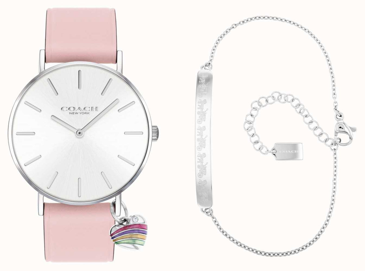 Coach Perry White Dial Pink Leather Strap Watch for Women - 14503128