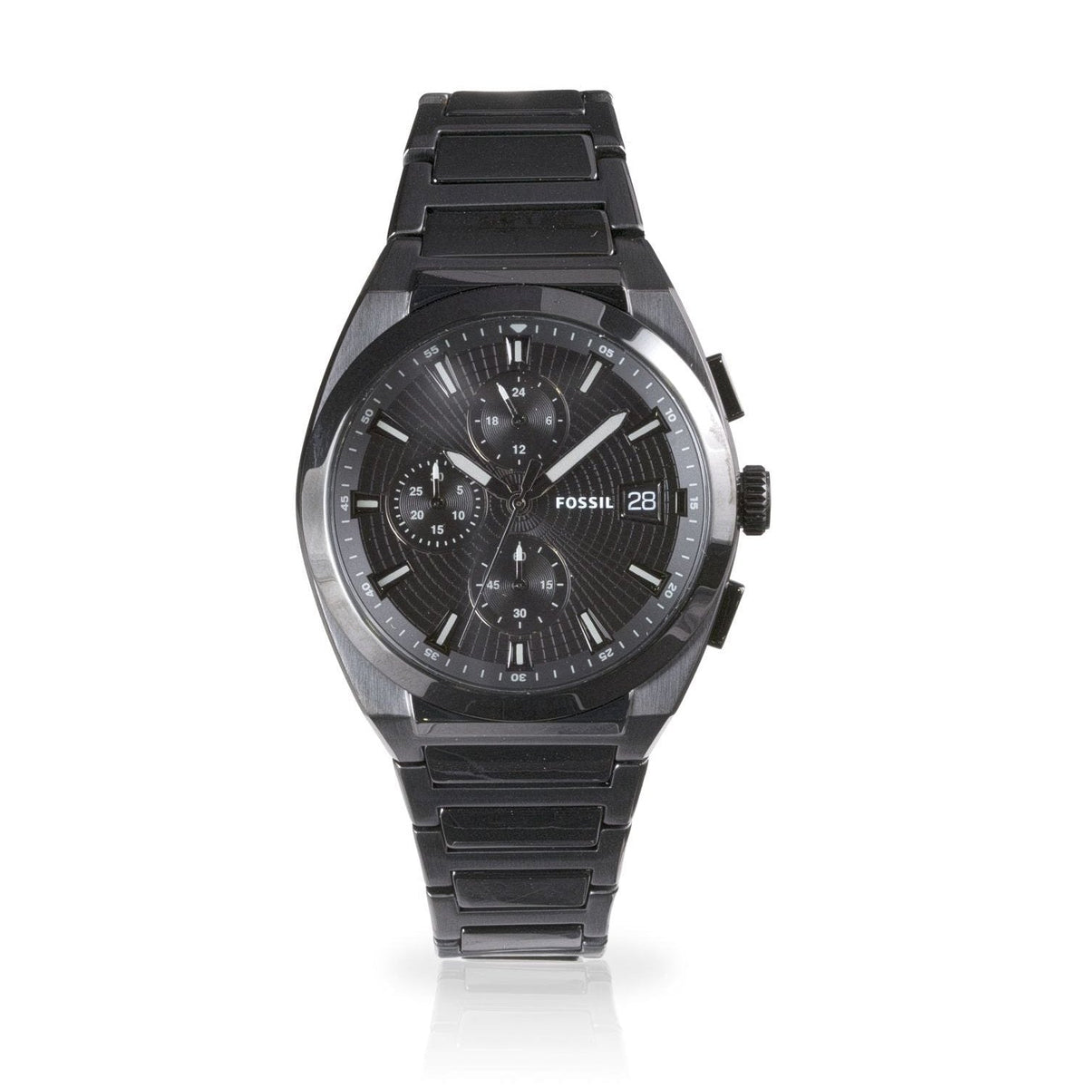 Fossil Everett Chronograph Black Dial Black Steel Strap Watch for Men - FS5797