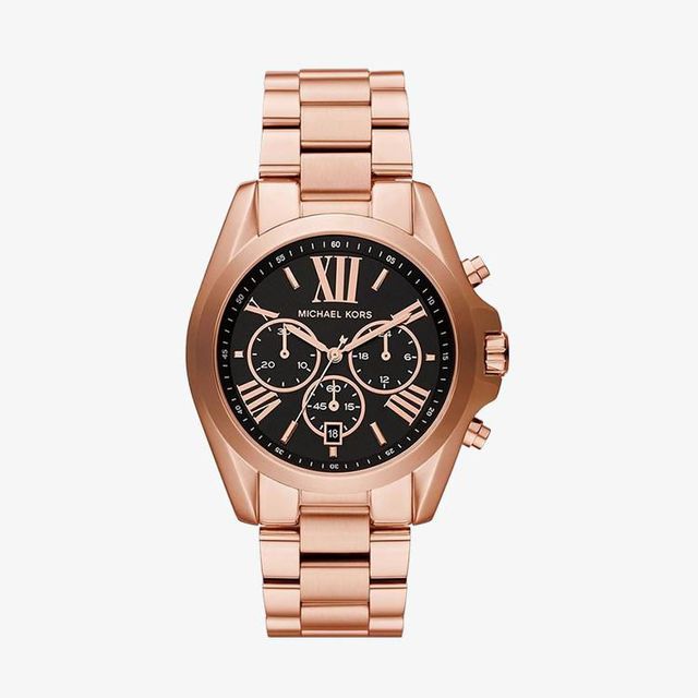 Michael Kors Bradshaw Black Dial Rose Gold Steel Strap Watch for Women - MK5854