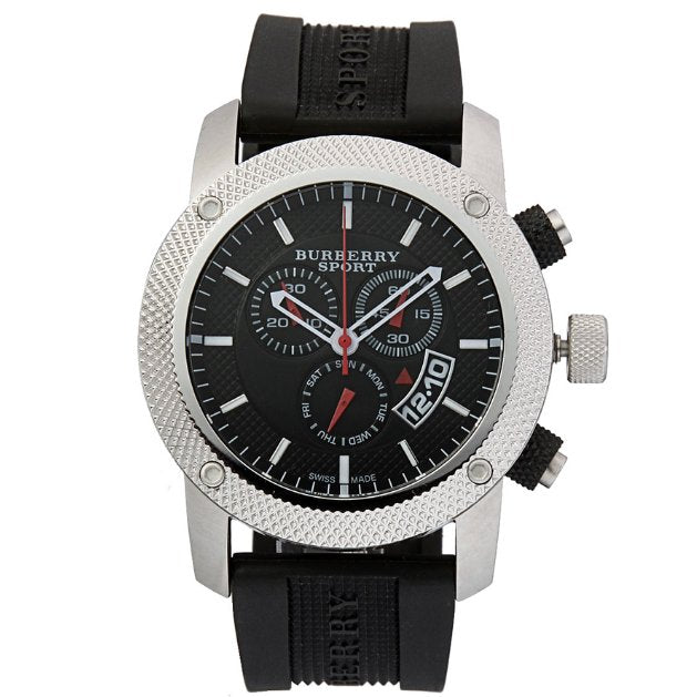Burberry Endurance Sport Chronograph Black Dial Black Rubber Strap Watch for Men - BU7700