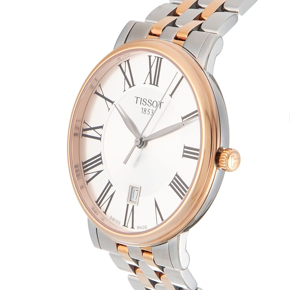 Tissot T Classic Carson Premium Silver Dial Two Tone Steel Strap Watch For Men - T122.410.22.033.00