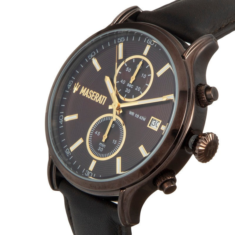 Maserati Epoca Chronograph Brown Dial Brown Leather Watch For Men - R8871618006