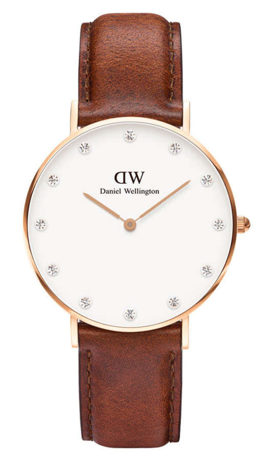 Daniel Wellington Classy St Mawes White Dial Brown Leather Strap Watch For Women - DW00100075