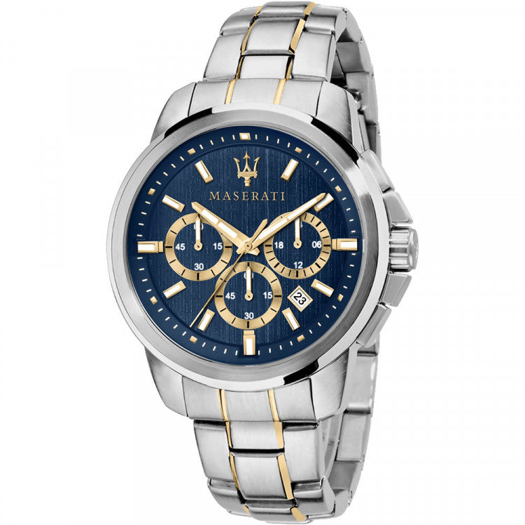 Maserati Successo Chronograph Quartz Blue Dial Silver Steel Strap Watch For Men - R8873621016