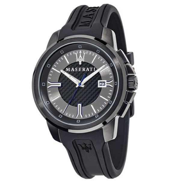 Maserati SFIDA Black Dial Black Rubber Strap Watch For Men - R8851123004