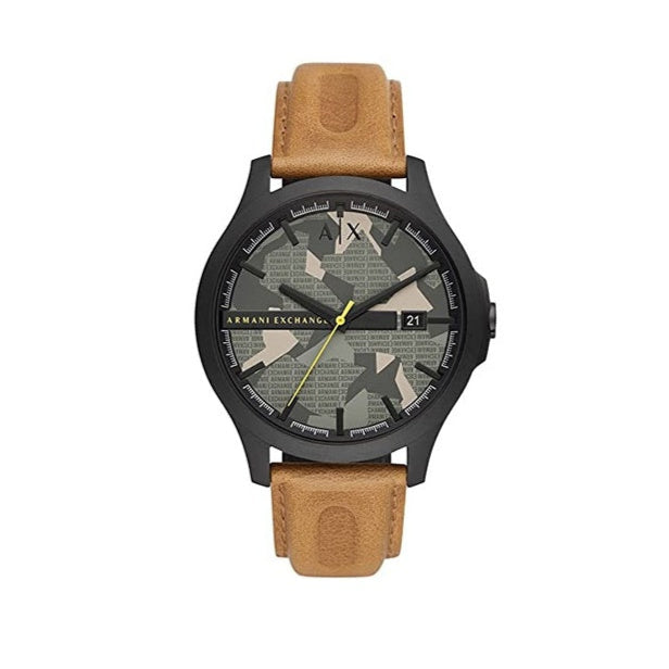 Armani Exchange Hampton Chronograph Green Dial Brown Leather Strap Watch For Men - AX2412