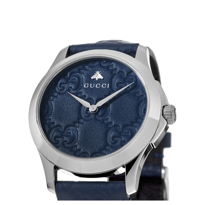 Gucci G Timeless Quartz Blue Dial Blue Leather Strap Watch For Men - YA1264032