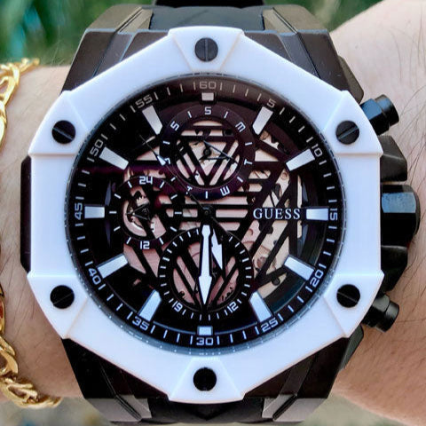Guess Formula Chronograph Black Dial Black Silicone Strap Watch For Men - GW0579G1