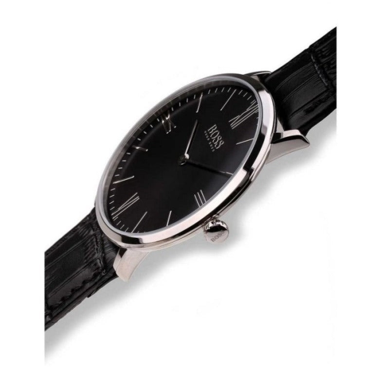 Hugo Boss Jackson Black Dial Black Leather Strap Watch for Men - 1513369