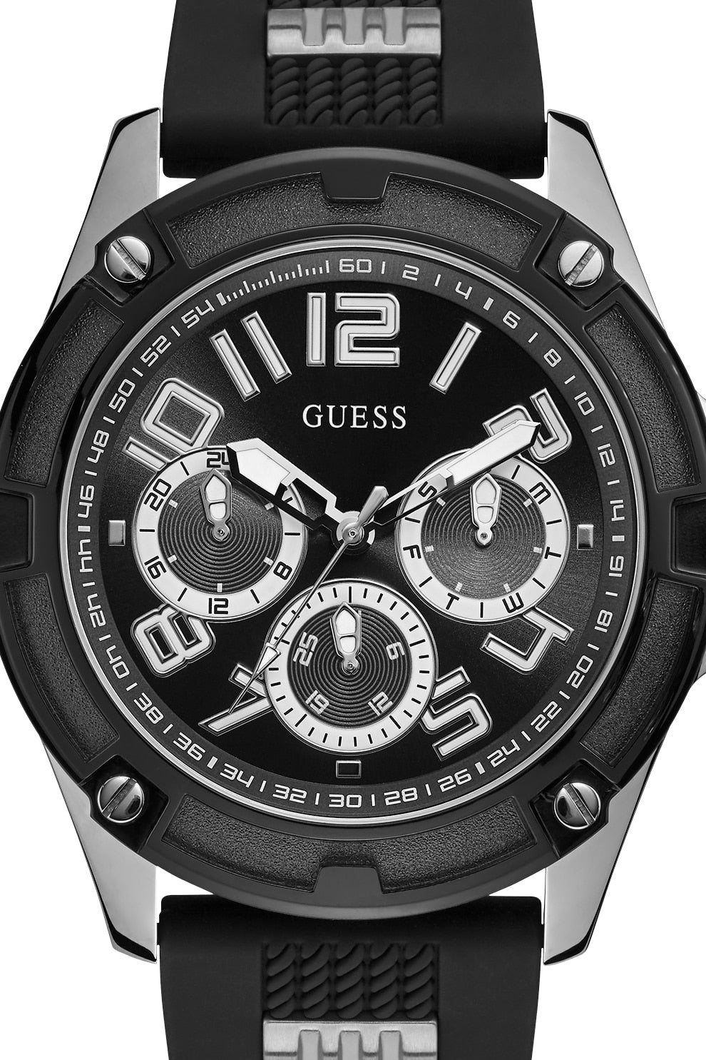 Guess Delta Black Dial Black Silicone Strap Watch for Men - GW0051G1